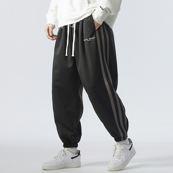 Άνετα παντελόνια, κορεατικού στυλ, μακρύ παντελόνι, παντελόνι ευθείας γραμμής, μεσαία μέση, ριγέ