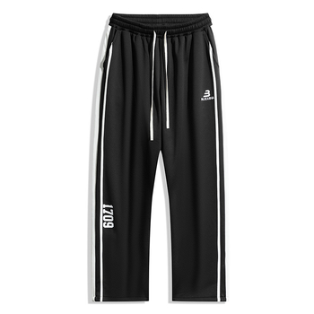 Ανδρικά χειμερινά casual παντελόνια, με επένδυση, ίσια γραμμή, υψηλή μέση, ριγέ σχέδιο