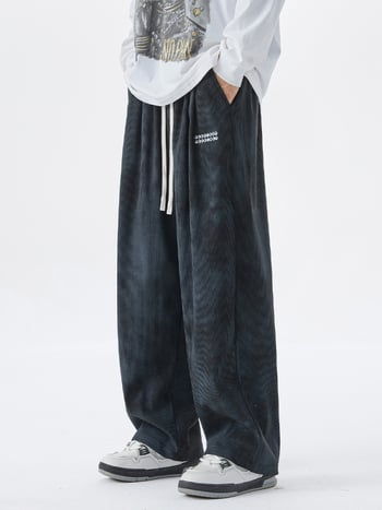 K96 Plus veličina Corduroy široke ravne hlače za muškarce, američki vintage stil, casual