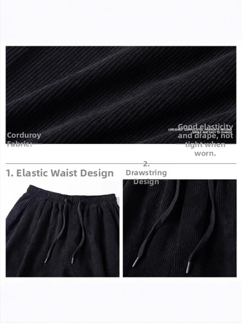 Casual παντελόνια από corduroy για άνδρες, ιαπωνικό ρετρό στυλ, χαλαρή γραμμή, μεσαία μέση, ίσιο παντελόνι