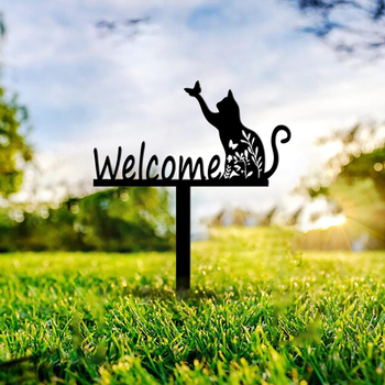 Zhongsen fém kültéri macska dísz — modern minimalista stílusú állat dekoráció