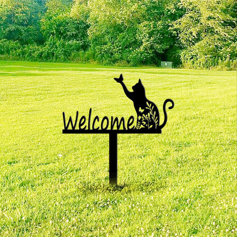 Zhongsen fém kültéri macska dísz — modern minimalista stílusú állat dekoráció