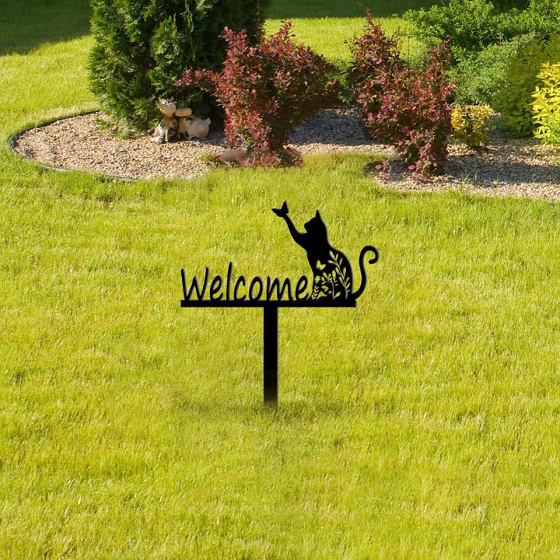 Zhongsen fém kültéri macska dísz — modern minimalista stílusú állat dekoráció