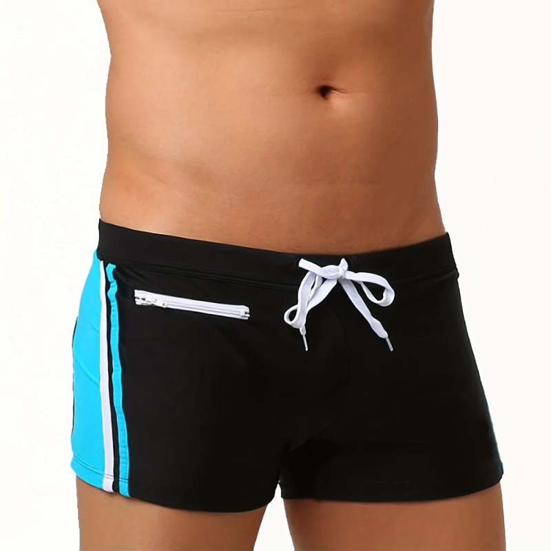 Ανδρικά μαγιό σλιπ με χρωματικό συνδυασμό, φερμουάρ και κορδόνι ρύθμισης, στενός εφαρμογής, πολυεστέρας/ελαστάν 82%/18%, βάρος 100 g