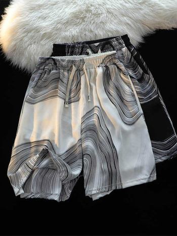 Ανδρικά σορτς παραλίας από Ice Silk, γρήγορο στέγνωμα, ελαφριά υφή, με εκτύπωση, καλοκαίρι