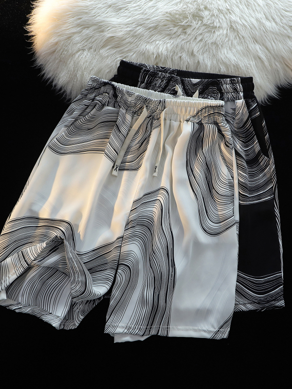 Ανδρικά σορτς παραλίας από Ice Silk, γρήγορο στέγνωμα, ελαφριά υφή, με εκτύπωση, καλοκαίρι