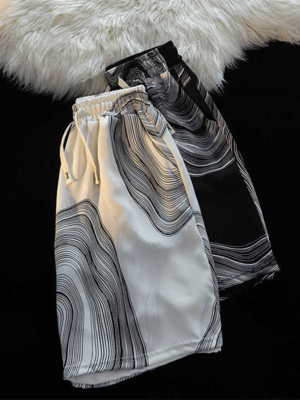 Ανδρικά σορτς παραλίας από Ice Silk, γρήγορο στέγνωμα, ελαφριά υφή, με εκτύπωση, καλοκαίρι