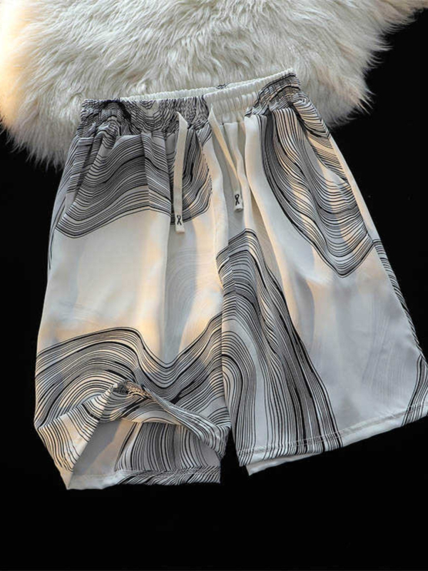 Ανδρικά σορτς παραλίας από Ice Silk, γρήγορο στέγνωμα, ελαφριά υφή, με εκτύπωση, καλοκαίρι