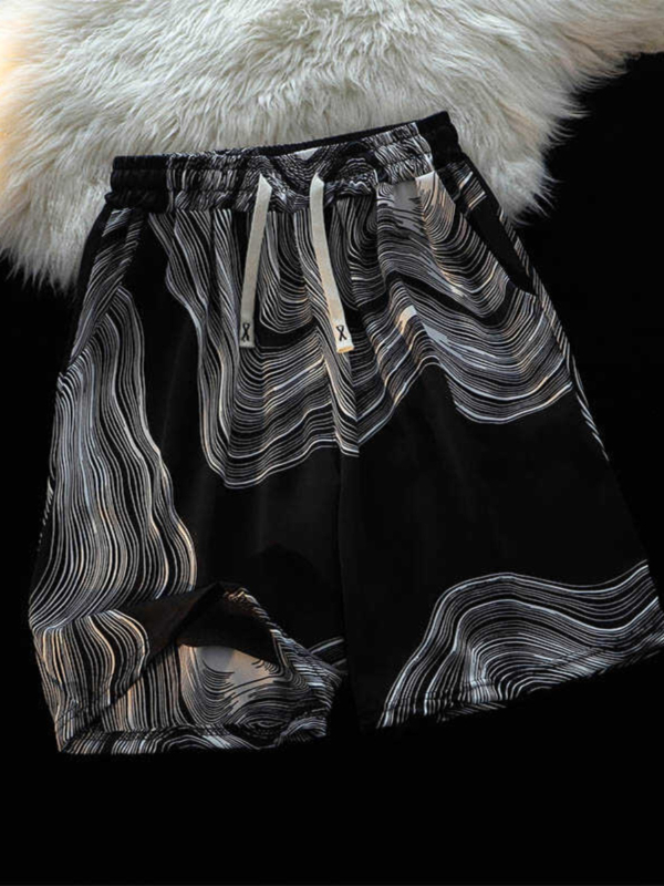 Ανδρικά σορτς παραλίας από Ice Silk, γρήγορο στέγνωμα, ελαφριά υφή, με εκτύπωση, καλοκαίρι