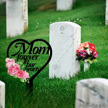 Желязна сърдечна мемориална табела за майка за гробище и външна градина – декоративно колче (Материал: Желязо; Стил: Модерна простота; Приложение: Външно гробище/градина; Подарък: Мемориален)