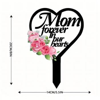 Желязна сърдечна мемориална табела за майка за гробище и външна градина – декоративно колче (Материал: Желязо; Стил: Модерна простота; Приложение: Външно гробище/градина; Подарък: Мемориален)