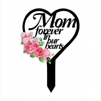 Желязна сърдечна мемориална табела за майка за гробище и външна градина – декоративно колче (Материал: Желязо; Стил: Модерна простота; Приложение: Външно гробище/градина; Подарък: Мемориален)