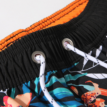 Ανδρικά χαλαρά σορτς για καθημερινή χρήση, φαρδιά γραμμή, μεσαία μέση, κλείσιμο με κορδόνι, χειροποίητο μοτίβο, πολυεστερικό ύφασμα