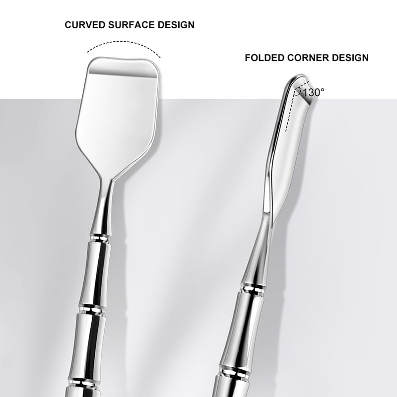 Juodųjų inkštirų valymo įrankis — nerūdijančio plieno; įtrauktas juodųjų inkštirų šepetėlis ir skrobas; svoris 33 g; pakuotė 500 vnt; prekinis ženklas Emperor light