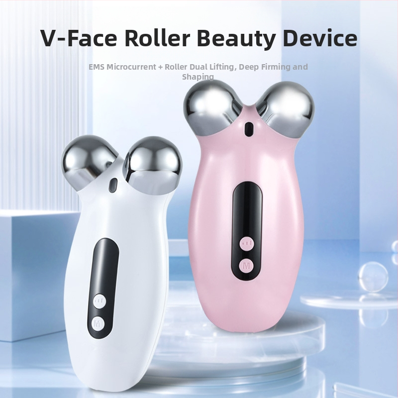 V-Face Roller EMS sejas masāžas ierīce mājas lietošanai: pacelšana un stingrība, portatīva, IPX6 ūdensizturība, iebūvēts 300–500 mAh akumulators, aozhifeng