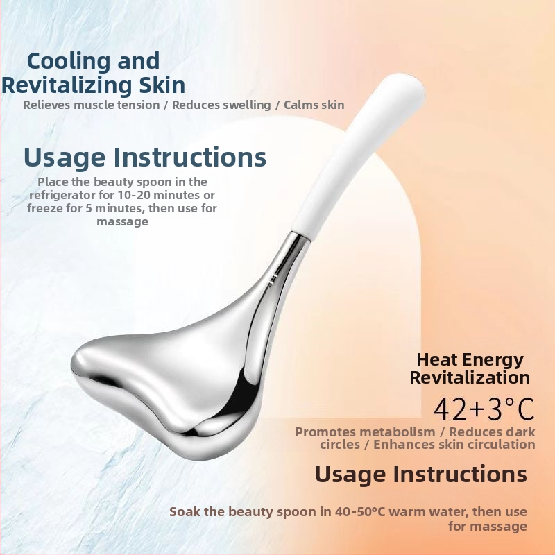 Nerūsējošā tērauda sejas masāžas led-kugelīte un ledus lāpstiņa – skaistumam, manuāla darbība, masāžas stils, piemērots mājas un skaistumkopšanas salonu lietošanai