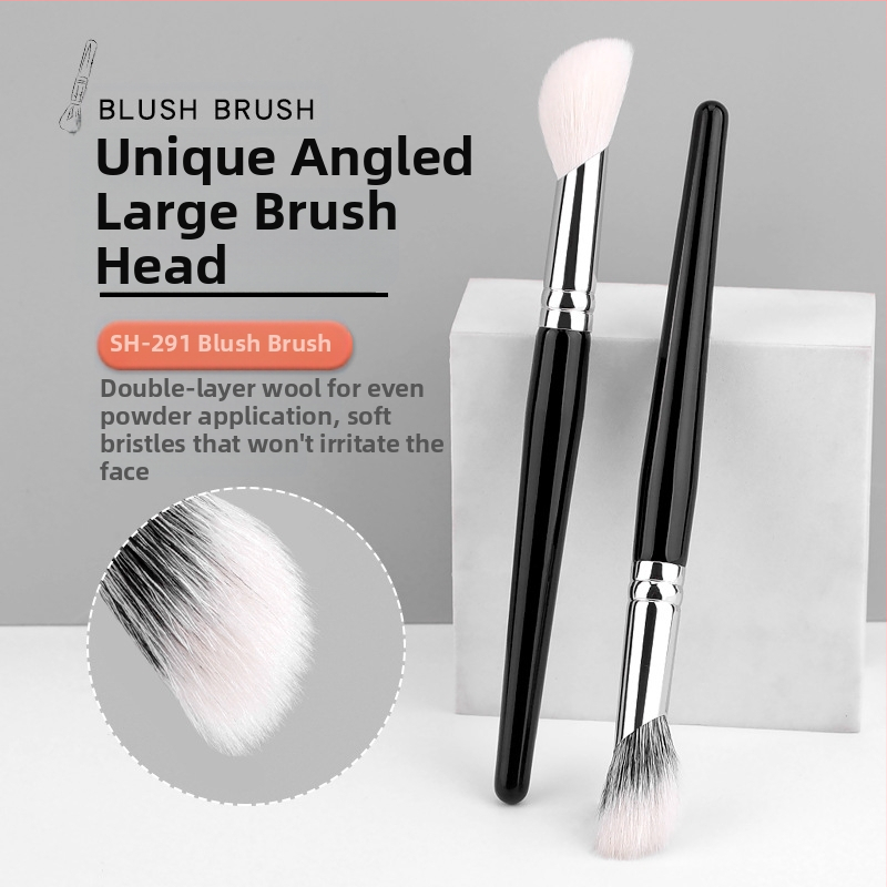 Πινέλο μακιγιάζ για ρουζ και κονσίλερ, γωνιακή κεφαλή, τρίχες από φυσική ζωική τρίχα, ξύλινη λαβή, 1 τεμάχιο