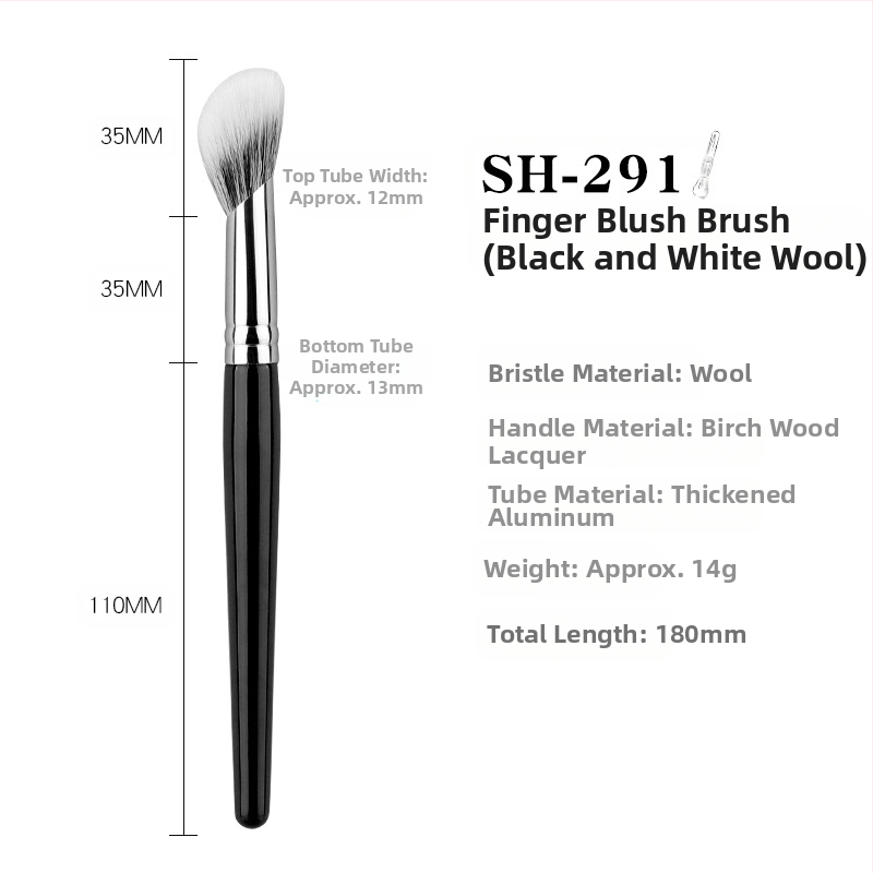 Πινέλο μακιγιάζ για ρουζ και κονσίλερ, γωνιακή κεφαλή, τρίχες από φυσική ζωική τρίχα, ξύλινη λαβή, 1 τεμάχιο