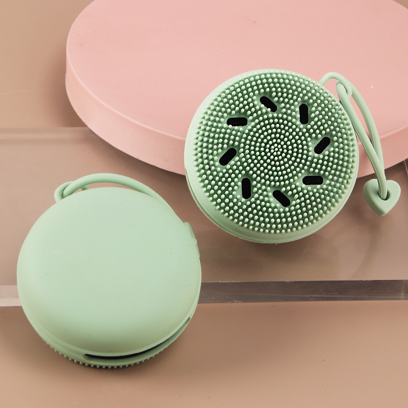 Apskritos formos silikoninis veido plovimo šepetėlis su kabliu, nešiojamas, porų valymui