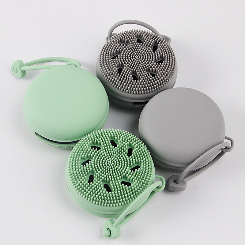 Apskritos formos silikoninis veido plovimo šepetėlis su kabliu, nešiojamas, porų valymui