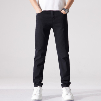 Мъжки дънки – корейски стил, слим straight кройка, средна талия, деним с 60% памук, пролет и есен