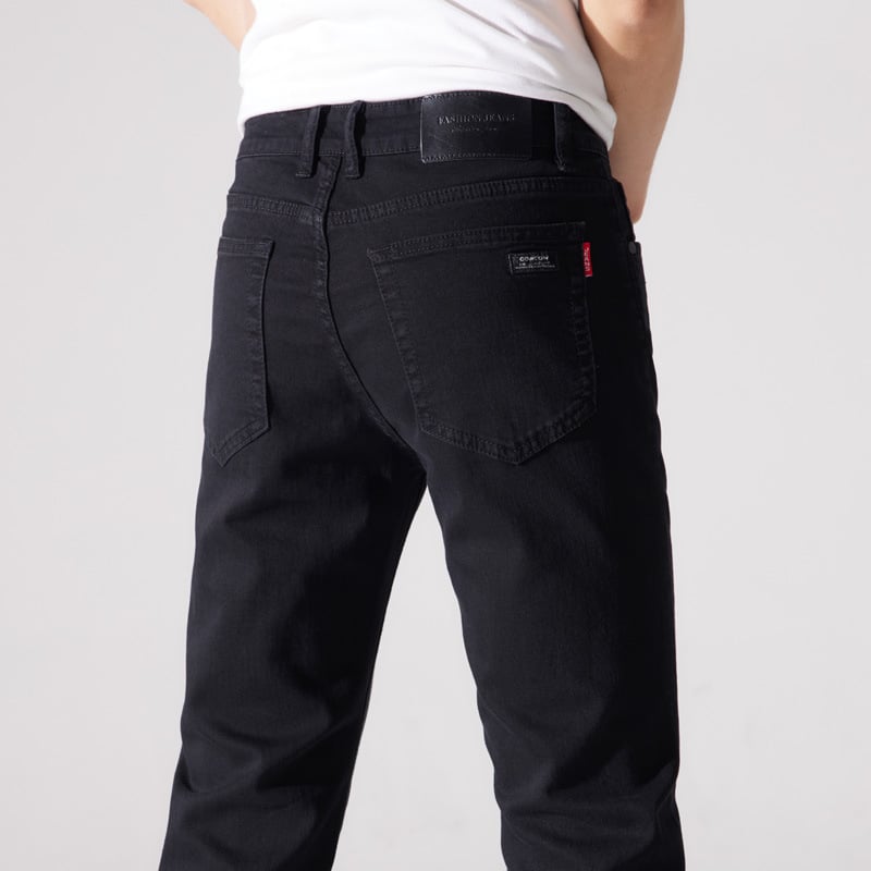 Muške traperice – korejski stil, slim straight kroj, srednji pojas, 60% pamuk, proljeće i jesen