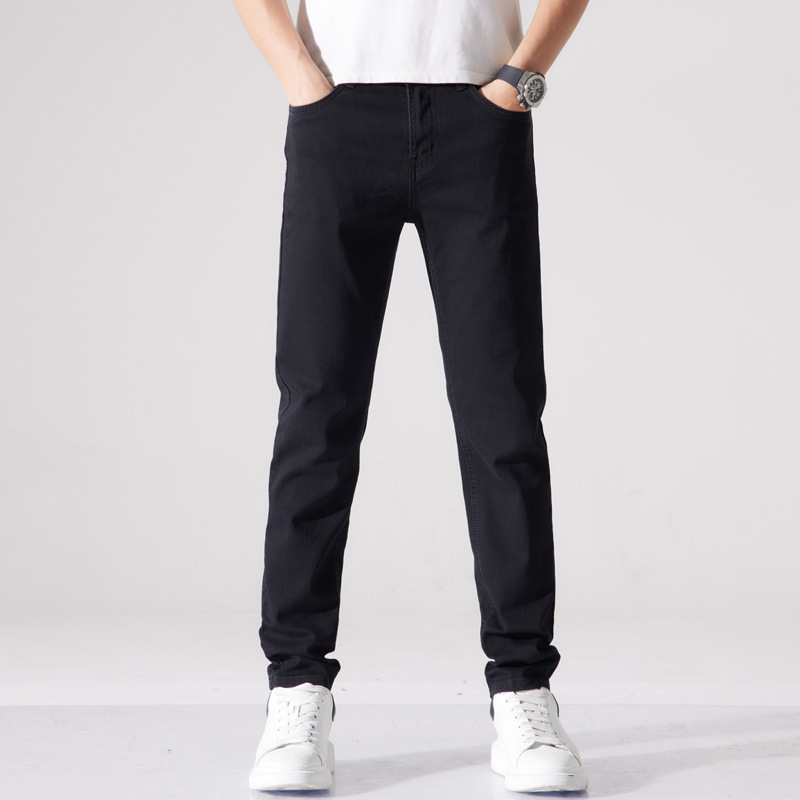 Muške traperice – korejski stil, slim straight kroj, srednji pojas, 60% pamuk, proljeće i jesen