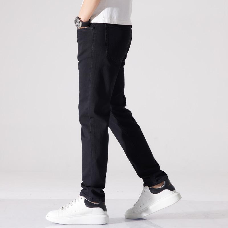 Muške traperice – korejski stil, slim straight kroj, srednji pojas, 60% pamuk, proljeće i jesen