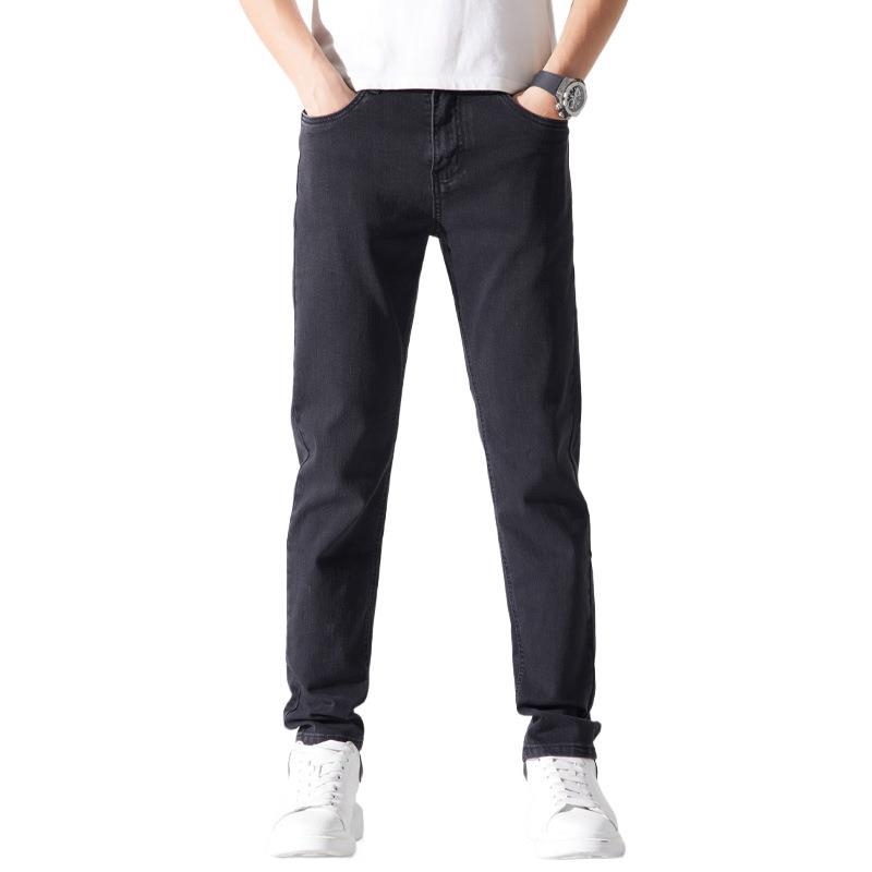 Muške traperice – korejski stil, slim straight kroj, srednji pojas, 60% pamuk, proljeće i jesen
