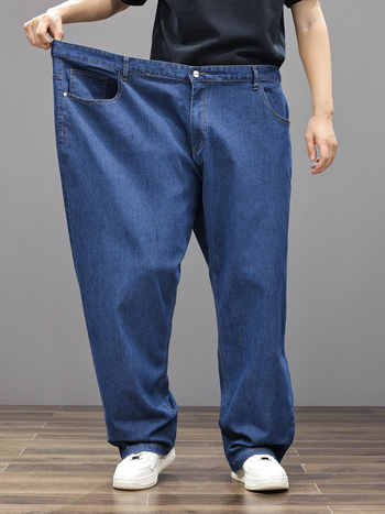 Дънки за мъже, свободна кройка, висока талия, цип закопчаване, прав крак