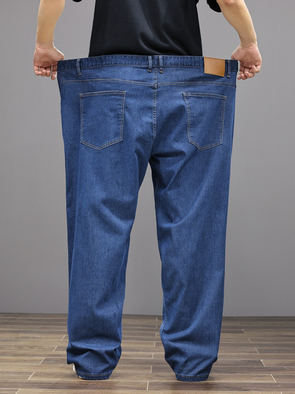 Дънки за мъже, свободна кройка, висока талия, цип закопчаване, прав крак