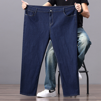 Дънки от памучен деним, прави крачоли, средна талия, цип, четири сезона