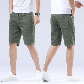 Мъжки дънкови къси панталони — леки, нисък талия, прав силует, цип, пролетен стил