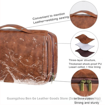 Τσαντάκι καλλυντικών από PU, αδιάβροχο, επεκτειόμενο με διαιρούμενες θήκες, μεγάλη χωρητικότητα, μοντέρνος μινιμαλισμός