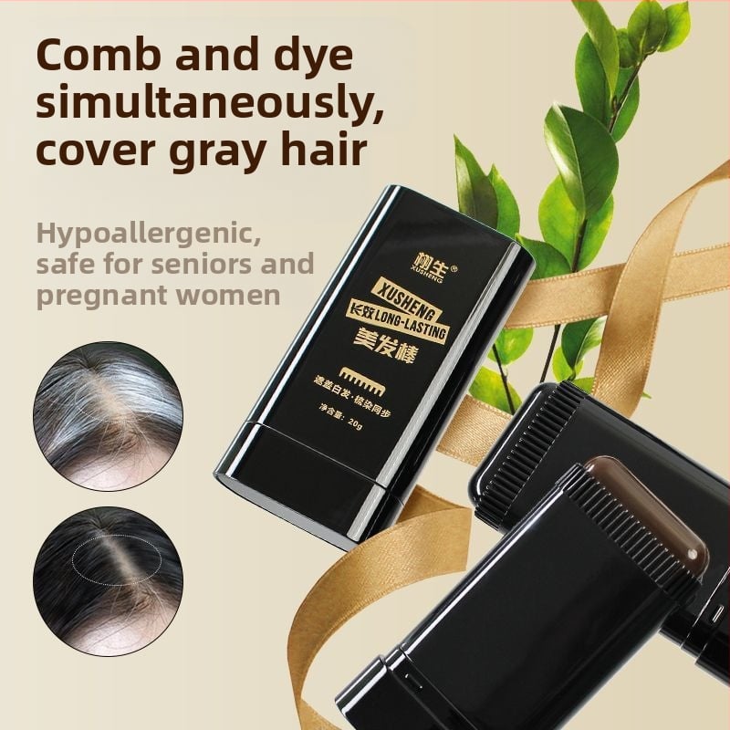 Ραβδί βαφής μαλλιών μιας χρήσης – γρήγορη κάλυψη λευκών μαλλιών, με χτένα για ταυτόχρονη βαφή, φιλικό προς τα μαλλιά
