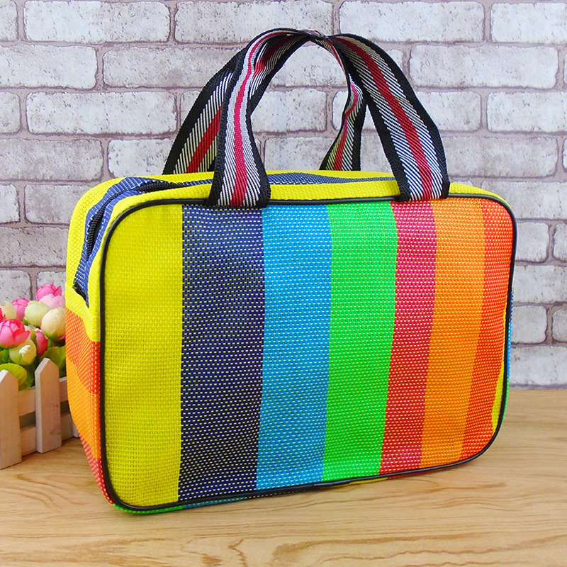 Auduma režģveida kosmētikas soma, salokāma, pārnēsājama vannas grozs ceļojumiem un mājai (režģveida audums, kosmētikas uzglabāšana)