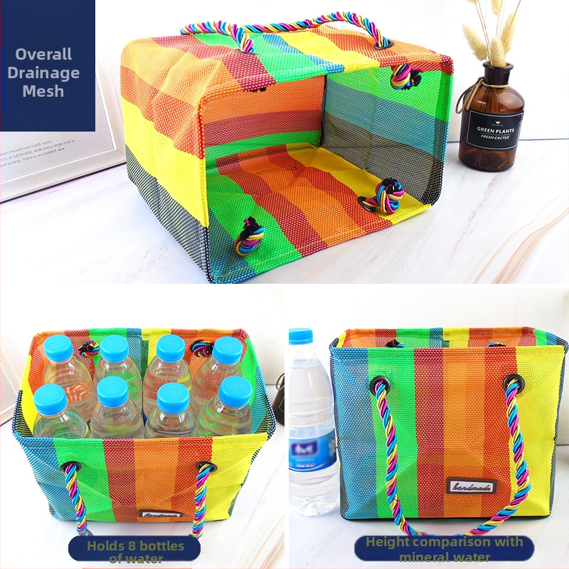 Плетена мрежеста баня чанта – сгъваема, водоустойчива, от смолна мрежа за баня и съхранение, подходяща за пътуване и дома