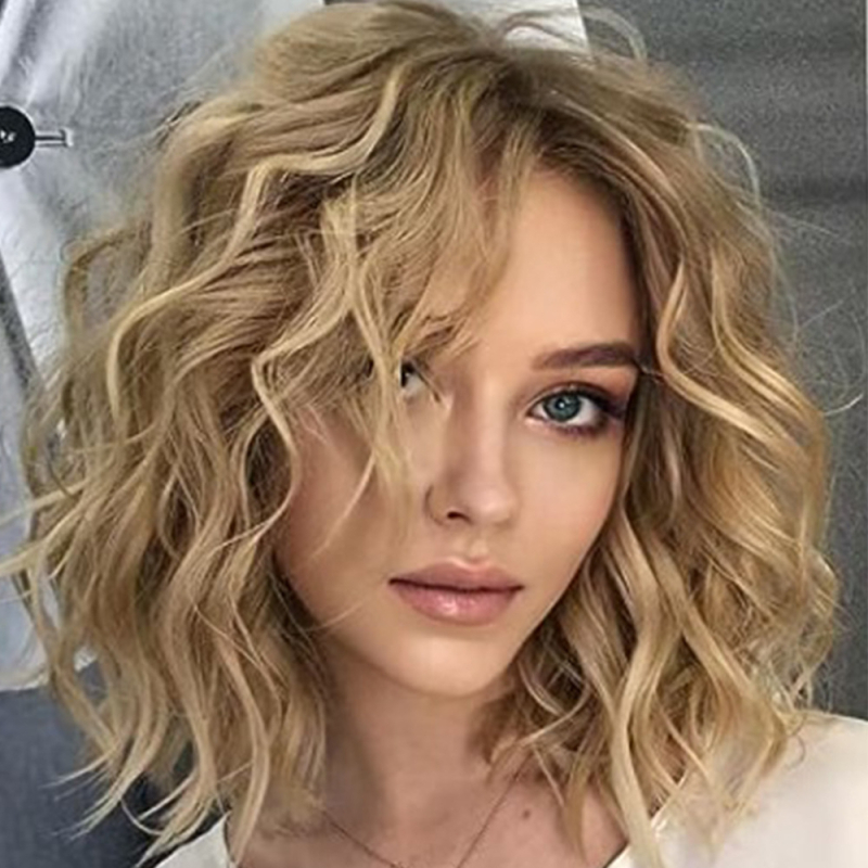 Перука за дами с къса къдрава форма, термоустойчива тел, стил Руйли, модел 22486