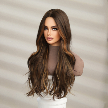 Sieviešu parūka - garas cirtas, ausīm krītoši akcenti, vidējā daļa, augstas temperatūras šķiedra, modelis lc1036