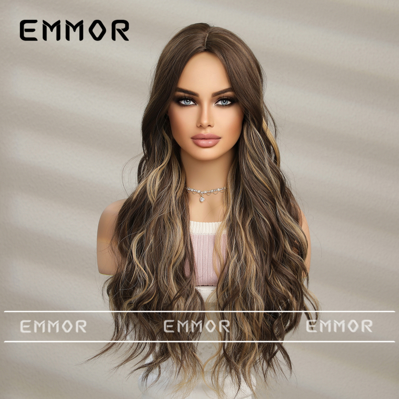 Sieviešu parūka - garas cirtas, ausīm krītoši akcenti, vidējā daļa, augstas temperatūras šķiedra, modelis lc1036