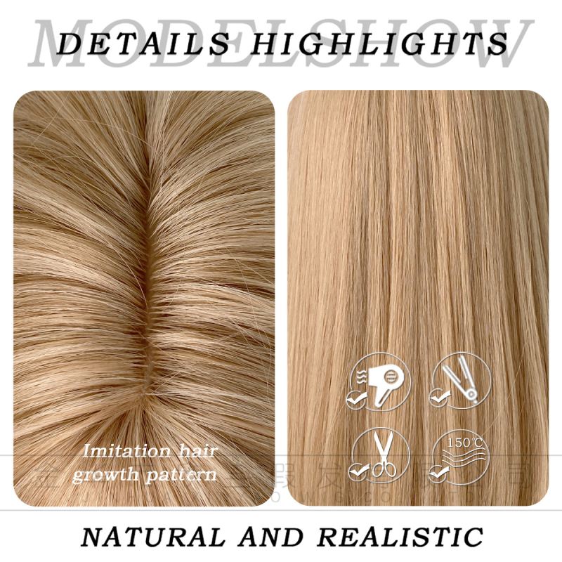 Moteriška parūkė su ilgu tiesiu plauku ir kirpčiukais, egzotiškas stilius, atsparūs aukštoms temperatūroms sintetiniai pluoštai, modelis C-0342-1