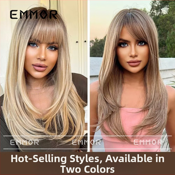 Emmor sieviešu garas lokas parūka ar bangs, modeļ lc9039, izturīgas pret karstumu šķiedras, var krāsot