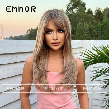 Emmor sieviešu garas lokas parūka ar bangs, modeļ lc9039, izturīgas pret karstumu šķiedras, var krāsot
