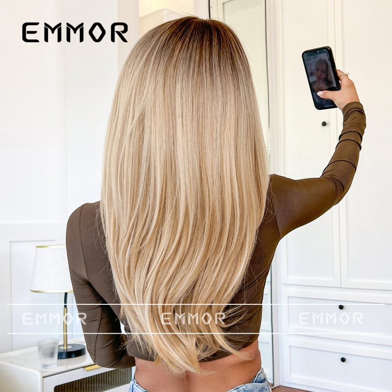 Emmor sieviešu garas lokas parūka ar bangs, modeļ lc9039, izturīgas pret karstumu šķiedras, var krāsot