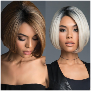 Парик с къса права коса, модел 3620, влакна с висока температура, дълги челки, подходящ за дами, може да се боядисва с топлина