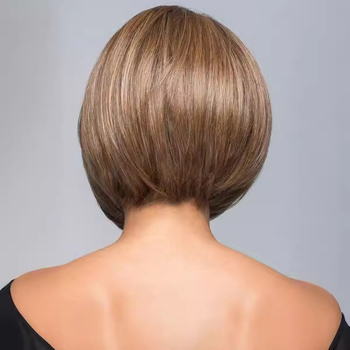 Парик с къса права коса, модел 3620, влакна с висока температура, дълги челки, подходящ за дами, може да се боядисва с топлина