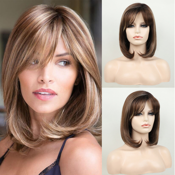 Перука с къса права коса, термоустойчиви влакна, модел 9846, бретон: флъш или наклонен, не е подходяща за горещо боядисване