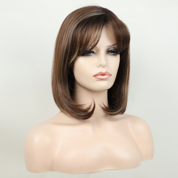 Перука с къса права коса, термоустойчиви влакна, модел 9846, бретон: флъш или наклонен, не е подходяща за горещо боядисване