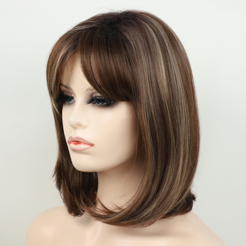 Перука с къса права коса, термоустойчиви влакна, модел 9846, бретон: флъш или наклонен, не е подходяща за горещо боядисване