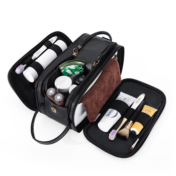 Τσαντάκι ταξιδιού για καλλυντικά από PU, αδιάβροχο και επεκτάσιμο, με διαχωρισμό στεγνών-υγρών και επένδυση πολυεστέρα, unisex